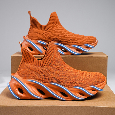 夏季透气网面内增高鞋男10厘米8cm飞织袜子鞋刀锋情侣外贸运动鞋