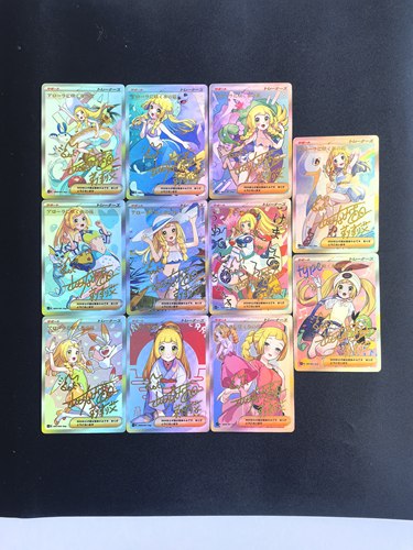 ptcg莉莉艾母女金签双人宝可梦烫金卡3张自制卡牌不是原版背面