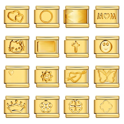 钛钢全金色意大利模块手链