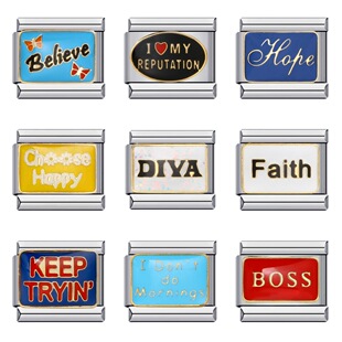 新款钛钢焊接个性英文DIY意大利模块手链 Italian charm