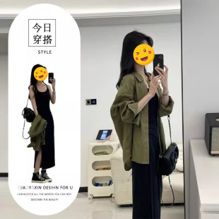 胖东来单件/2025春季新款连衣裙长袖衬衫上衣收腰打底吊带裙新女