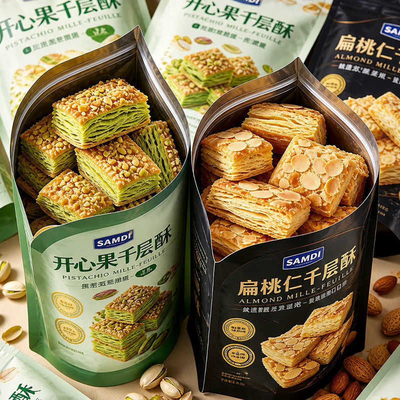 山姆帝上海国际饭店】黄油开心果扁桃仁千层酥奶香蝴蝶酥解馋零食