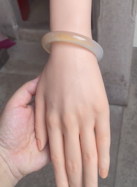 正品纯天然玉髓玛瑙手镯带糖色一口黄54圈卡10条宽