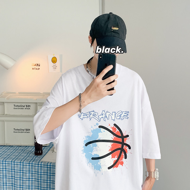 爆INS潮牌原创个性印花圆领短袖T恤宽松大码517A-BK99-P28,男装T恤,星座517A