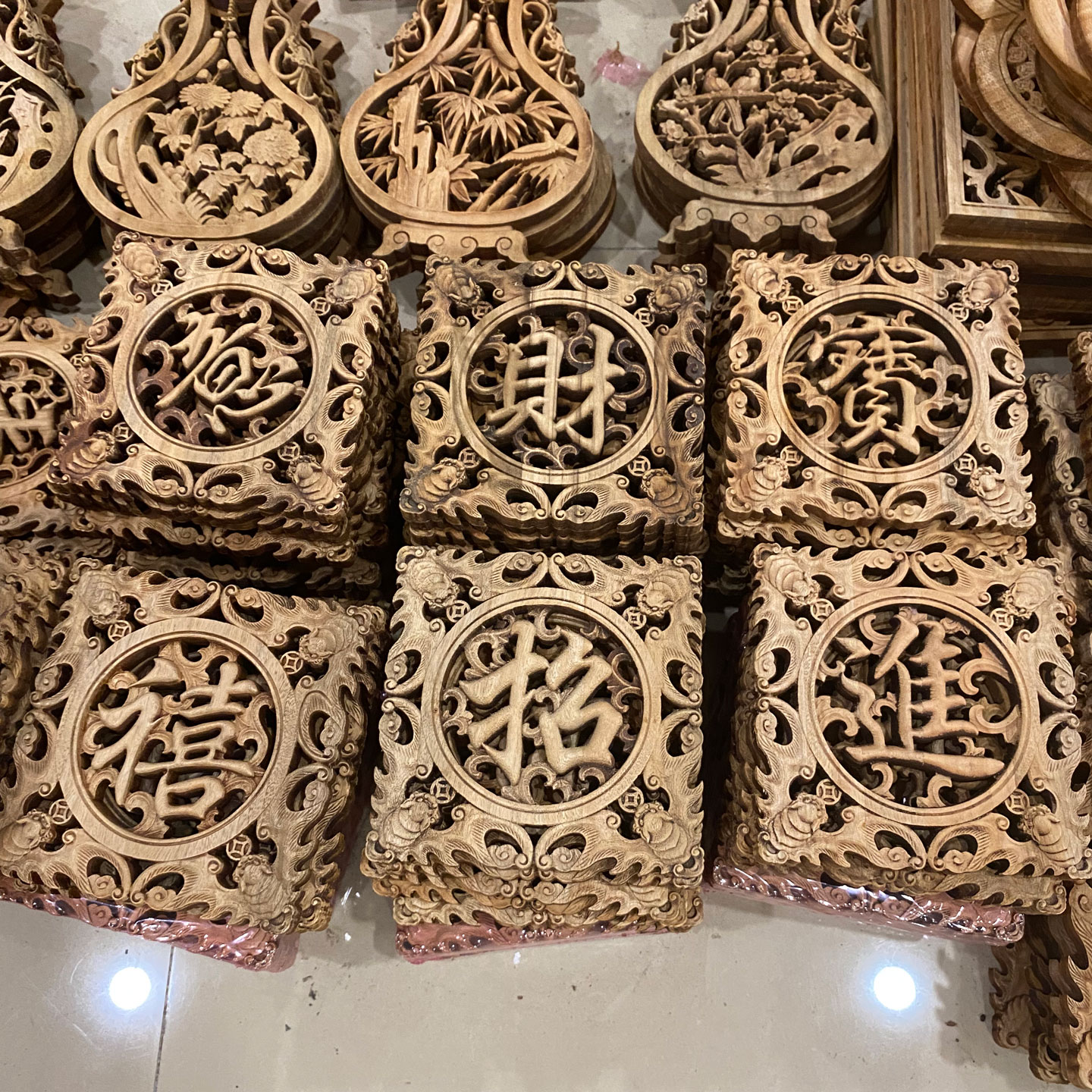 香樟木雕刻中式四件套