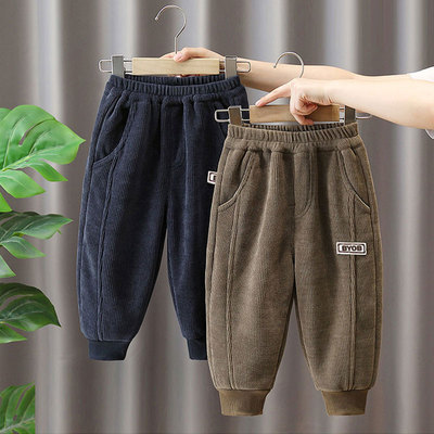 男童运动裤子春秋季2026新款灯芯绒男孩儿童卫裤束脚休闲外穿长裤