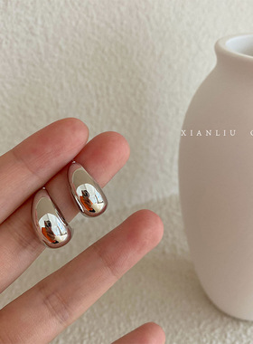 BO丨港风小众夸张弧形金属耳环925银针ins冷淡高级耳饰耳钉L1726