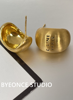 简约高级感轻奢金属字母拉丝耳环小众设计感金色耳钉耳饰EH064