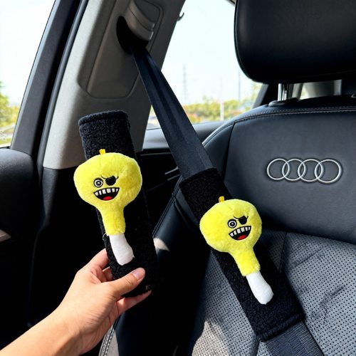 新款创意安全带毛绒套多款灯泡玩具可爱公仔娃娃车载装饰玩偶护肩