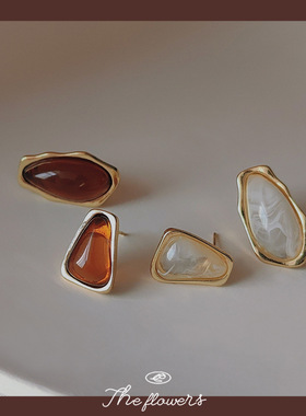 BO丨【宫廷美人】不对称设计感925银针镀14K耳钉女不规则LC-578