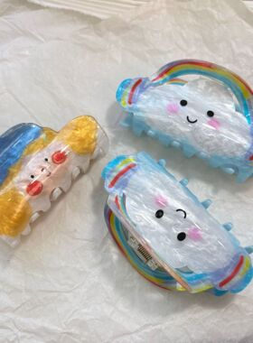 新款多巴胺亚克力抓夹清新可爱发饰气球发夹后脑勺动物盘发鲨鱼夹