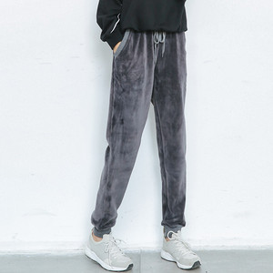 纯色金丝绒睡裤女秋冬加绒加厚保暖长裤纯棉休闲大码可外穿家居裤