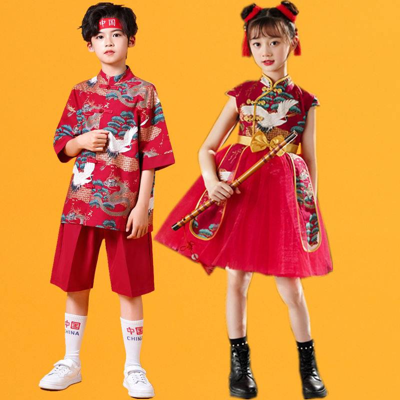 儿童合唱演出服小学生诗歌朗诵比赛幼儿园男女童中国风主持人礼服