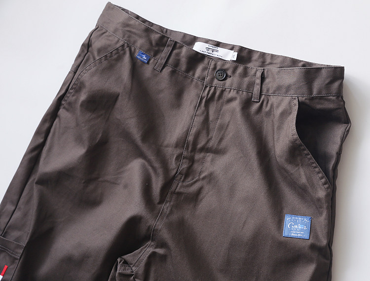 咖啡色工装裤纯棉全棉咔叽布春夏季宽松休闲裤男装机能裤多口袋潮,男装,休闲裤,淘宝优惠券,粉丝福利购,淘宝优惠卷