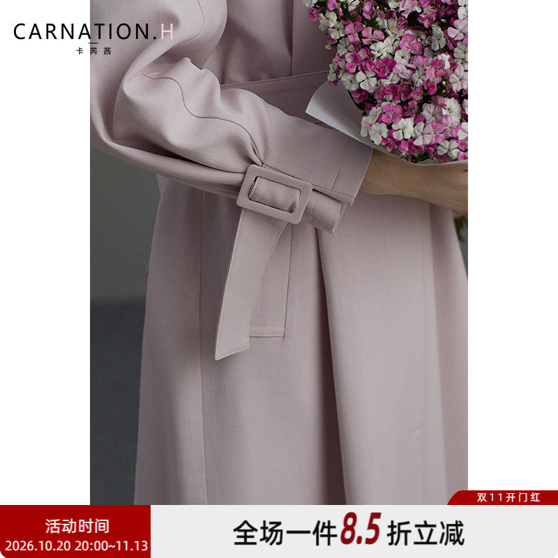 卡芮茜简约韩系风格穿搭风衣外套女春秋今年流行衬衫式风衣赫本风