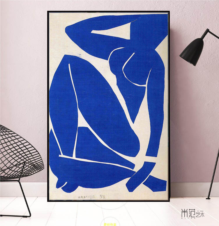 henri蓝色裸女北欧风装饰画挂画