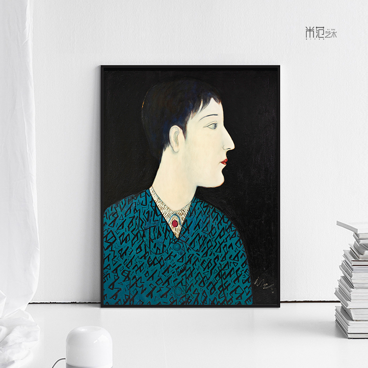 台湾艺术家邱亚才人像油画北欧小众复古装饰画客厅工作室艺术挂画图片