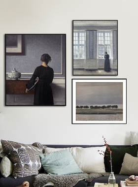 背影 Hammershoi哈默修伊小众艺术装饰画北欧客餐厅卧室文艺挂画