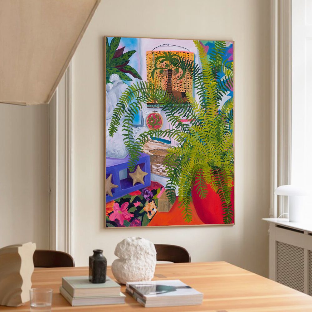 马蒂斯热带绿植油画客厅玄关图片