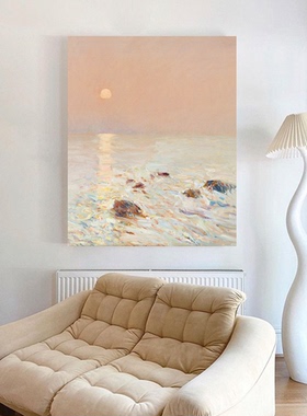 《霞尚满天》现代背景墙橙色暖色调抽象挂画客厅高级感大幅装饰画