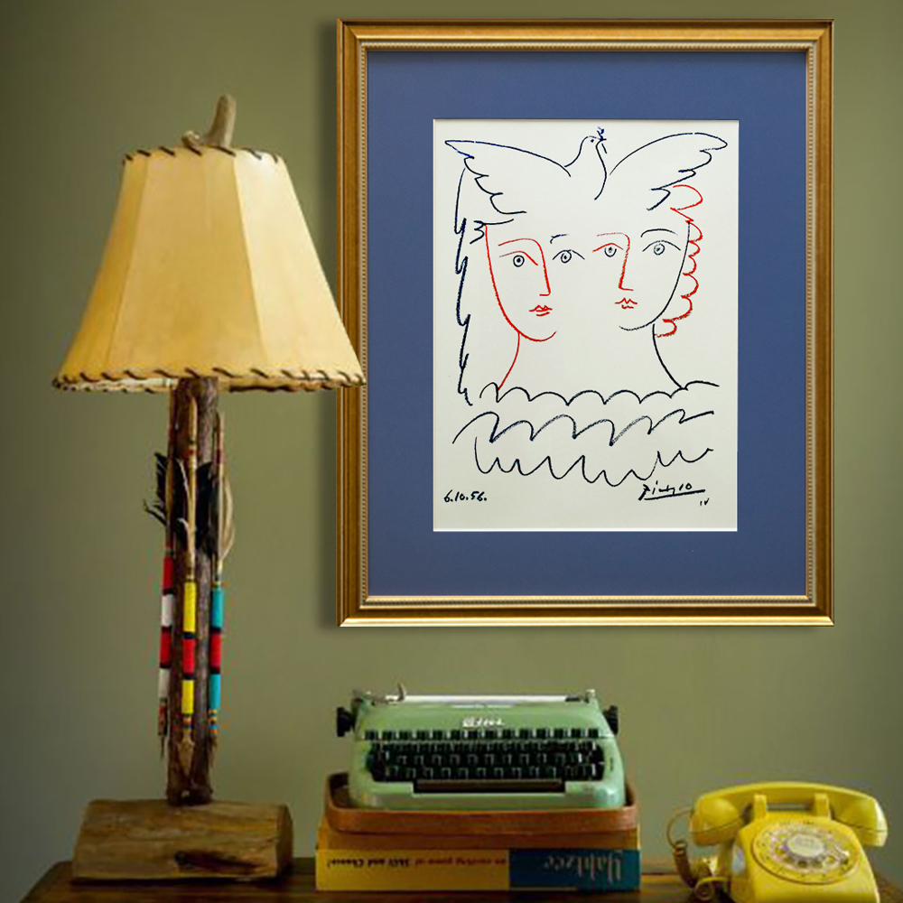 Picasso 欧式轻奢金色复古装饰画毕加索艺术作品卧室玄关艺术挂画图片