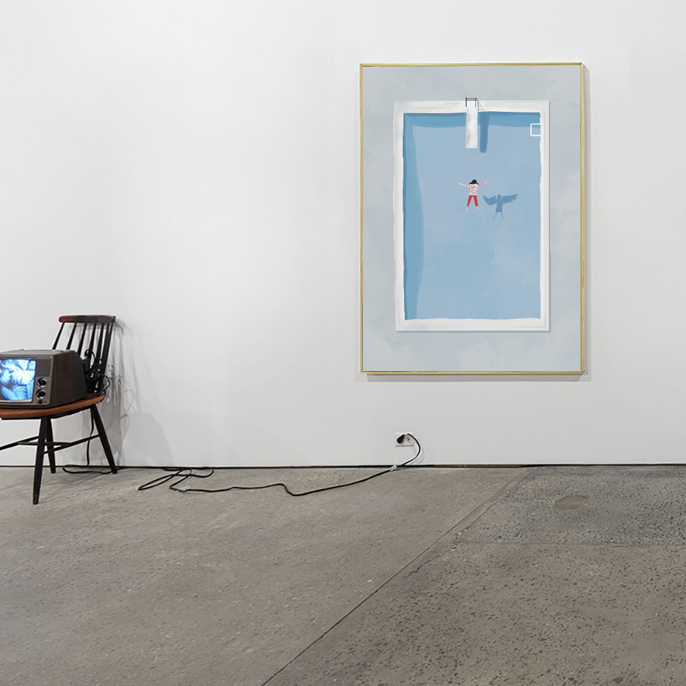 「想放空就买这幅」淡蓝色玄关小众艺术画简约客厅背景墙装饰画