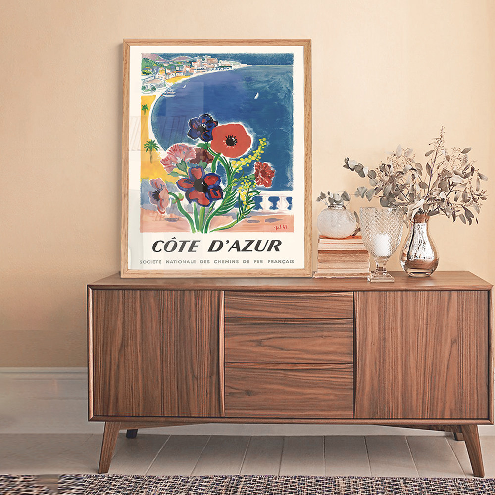 复古海报实木框装饰画北欧样板间客厅小众野兽派插画艺术挂画