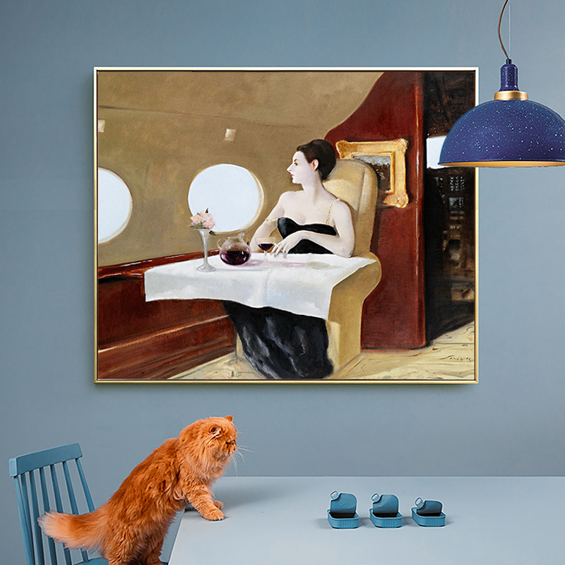 萨金特复古典小众黑白猫咪人像工作室装饰画欧式民宿样板房挂画图片