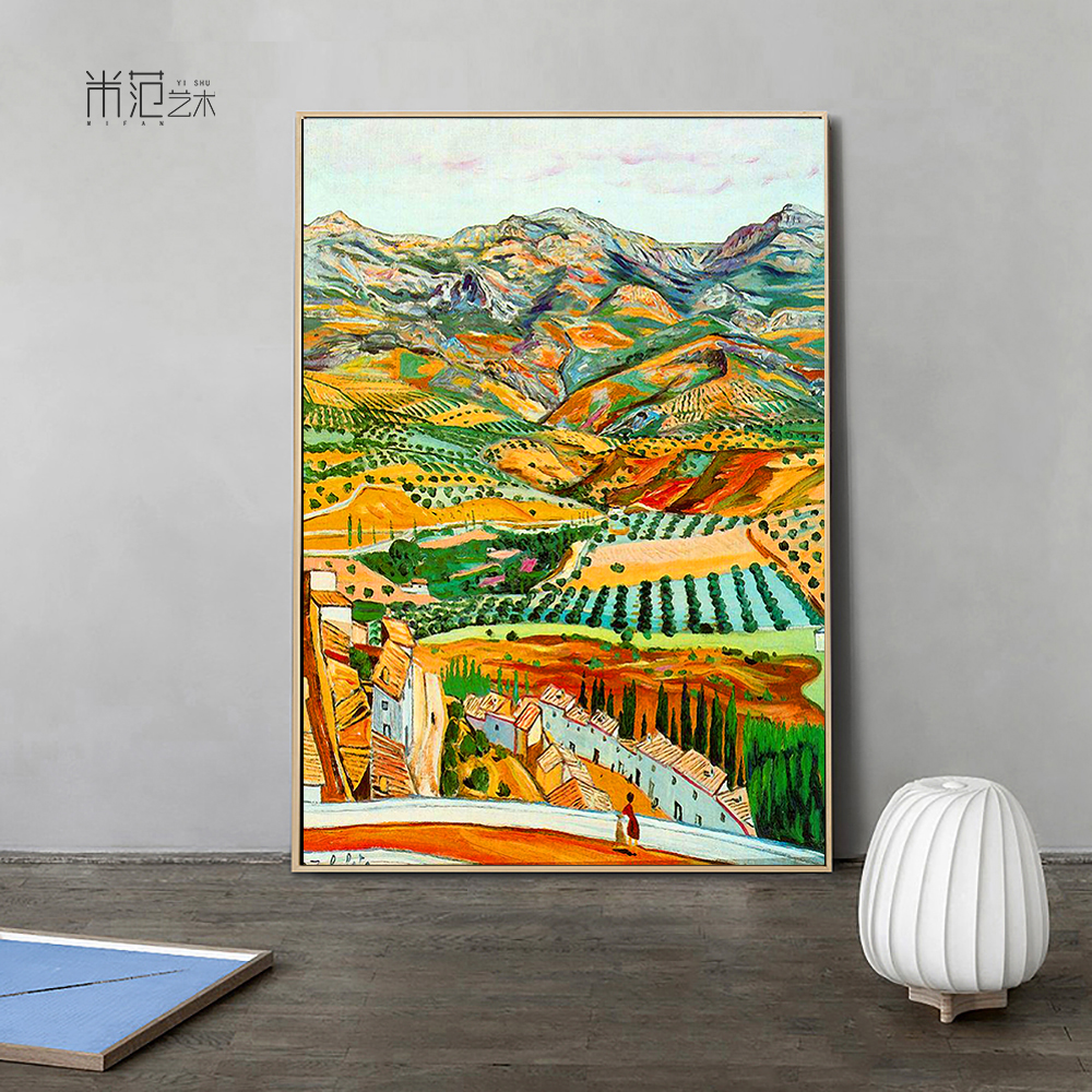 梵高美式乡村风现代远处田野油画