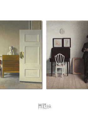 Hammershøi哈默休伊 写实性冷淡风小众画北欧客厅餐厅装饰画