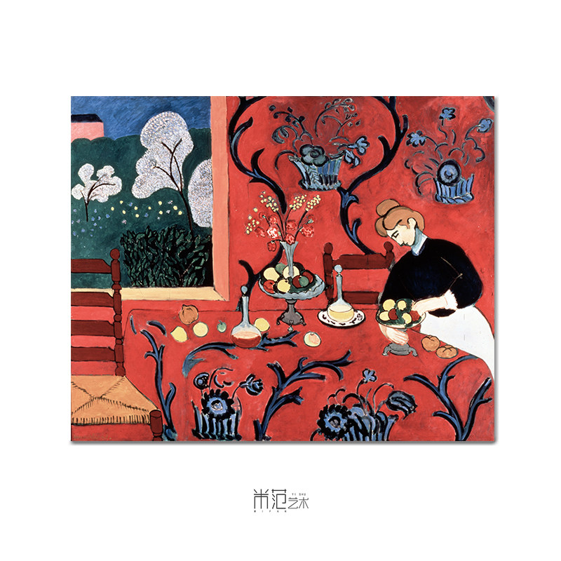 《红色的和谐》亨利马蒂斯装饰画小众艺术壁画北欧ins挂画
