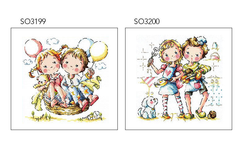 精准印花套件小小鱼DMC绣线十字绣SODA韩式SO3199-3200可爱情侣