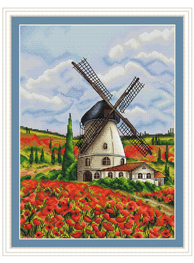 小小鱼DMC绣线十字绣套件 C1679风车花园精准印花刺绣