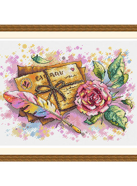 小小鱼DMC绣线十字绣套件 B1647羽毛信封书房装饰挂画手工刺绣