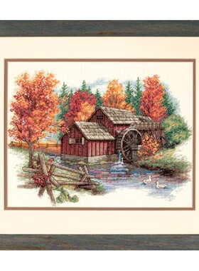 家居手工刺绣小小鱼十字绣套件DIM139-35199房屋后景林中小屋风景