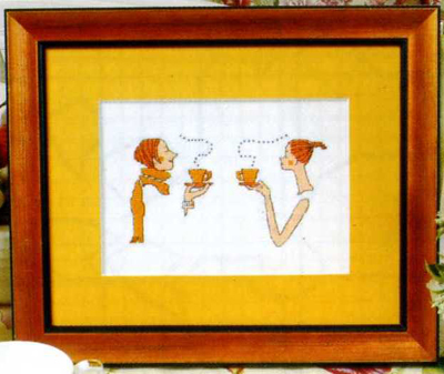 小小鱼DMC绣线十字绣套件 A394喝咖啡 可爱卡通简约图精准印花