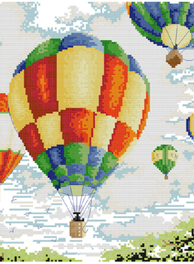 小小鱼DMC绣线十字绣套件 C720热气球风景刺绣挂画精准印花