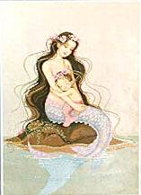 小小鱼DMC绣线十字绣套件 E005母与子美人鱼精准印花