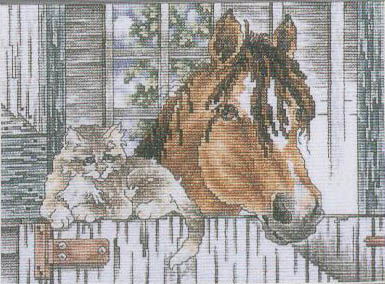 小小鱼ANC绣线十字绣套件 D067动物【马和猫】印花