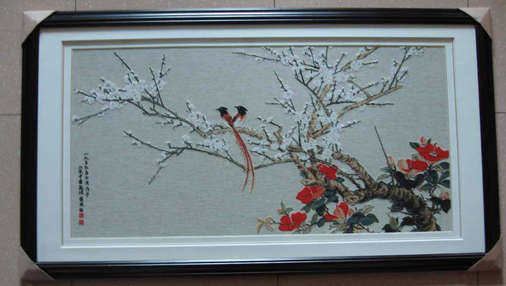 小小鱼DMC绣线十字绣套件 T205梅花带鸟风景刺绣挂画亚麻绣布