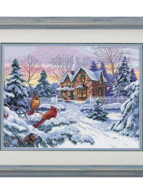 DMC绣线十字绣套件 小屋DIM123-35155冬日雪景松枝上的鸟