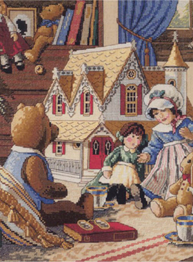 小小鱼DMC绣线十字绣套件 A1551茶餐会麻色绣布手工刺绣卡通图