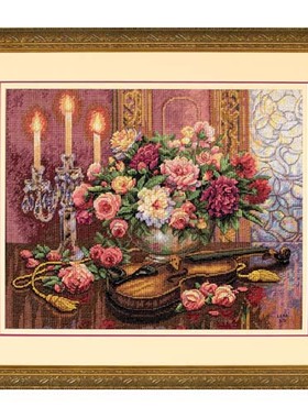 十字绣套件 DIM132-35185烛光餐厅粉色花卉小提琴 T507浪漫花语