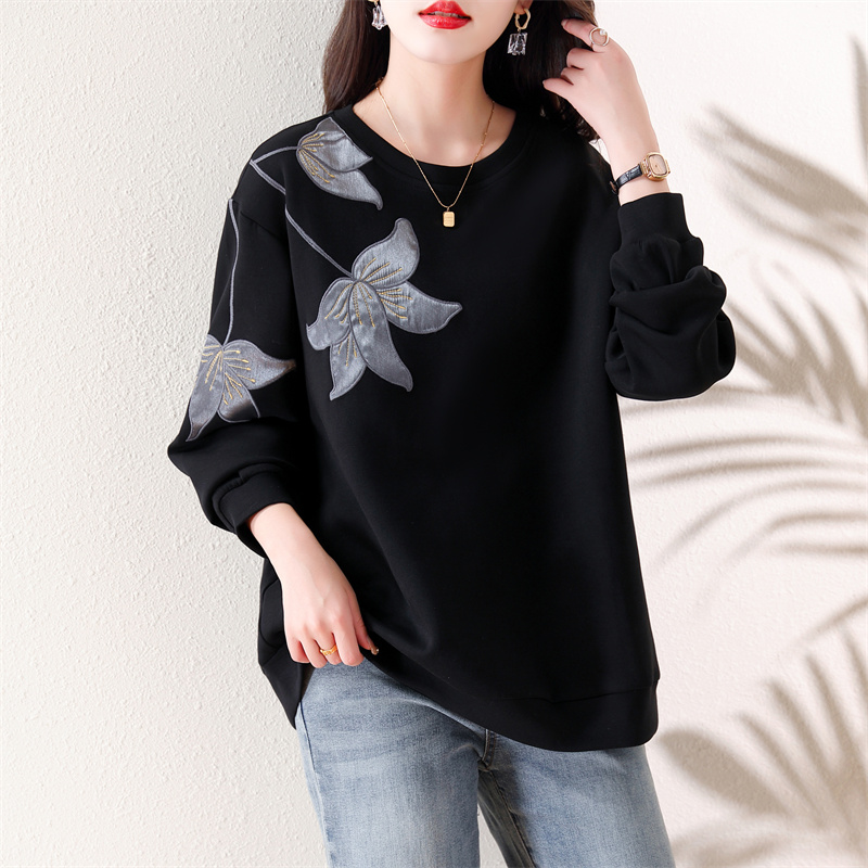 复古国风绣花卫衣女秋冬