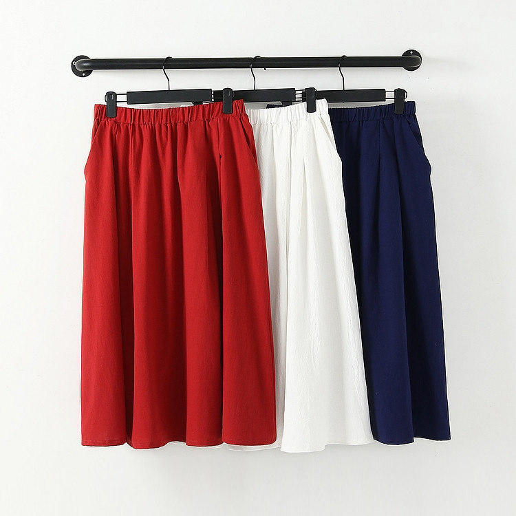 2020 Spring and summer literature Retro Nation Cotton and hemp skirt The dress natural Flax Big swing skirt Pleated skirtin the Women's clothing/Boutique , Skirts  category - from Buy2taobao.com to provide professional Taobao agent buy service