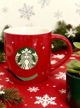 星爸爸红色陶瓷马克杯白内红内咖啡杯创意个性茶杯家用办公陶瓷杯