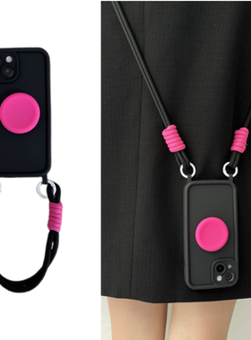 可挂钩斜挎挂绳适用于17苹果15pro手机壳iphone14promax16圆形支架13pro15可背带12pm挂脖手提式11潮流xsmax