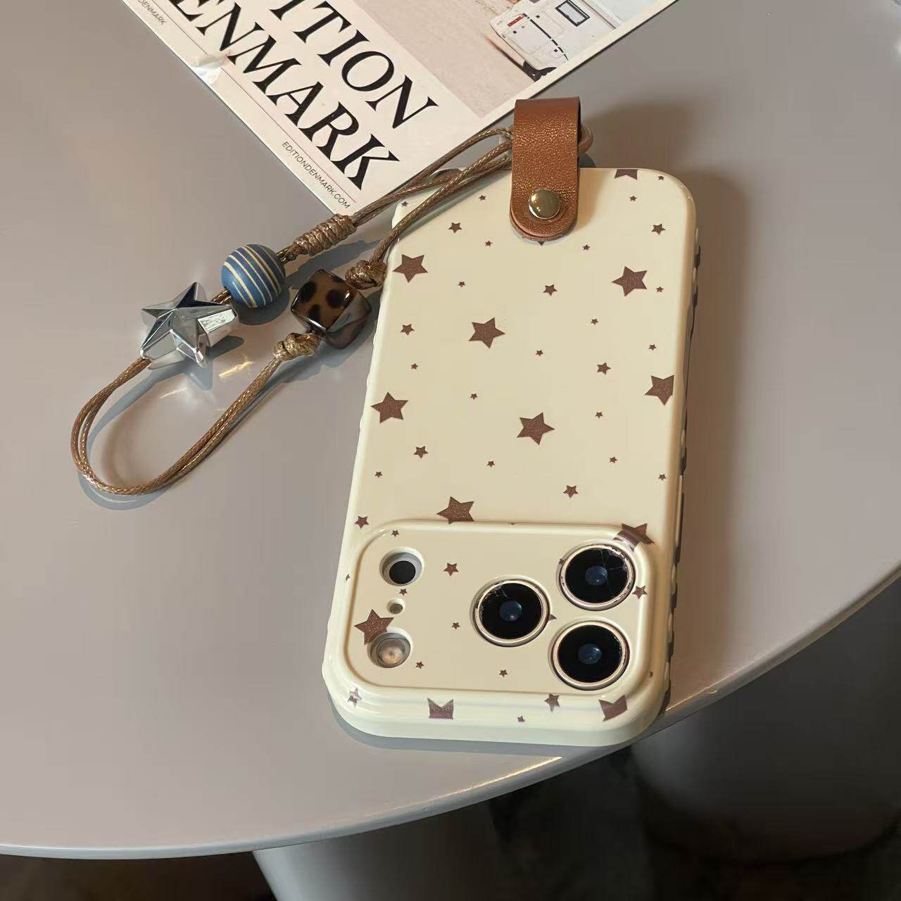 韩系ins小众奶黄星星手腕链条适用于苹果17手机壳iphone16promax软15爱心边14套13