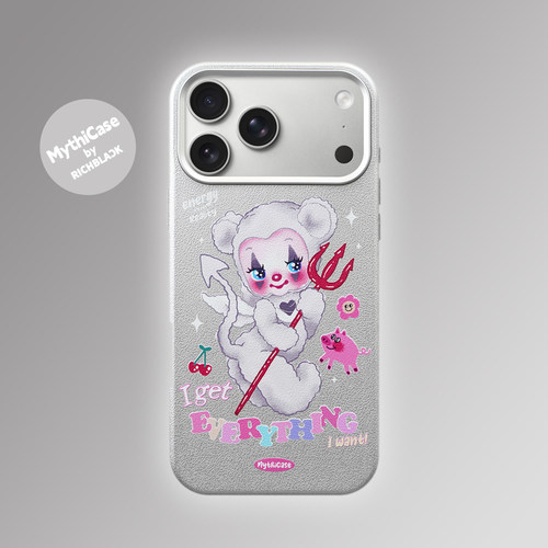 MythiCase by RICHBLACK 银色小熊mc158 银色皮纹手机壳 适用于iPhone17/17Pro/17ProMax/Air