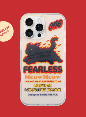 RichBlack原创设计猫猫卡通re113 彩绘印花IMD镭射渐变手机壳适用于苹果17iPhone16ProMax